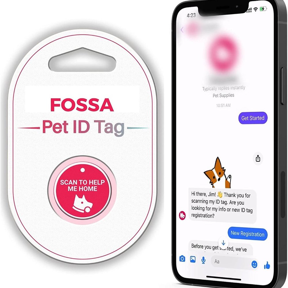 FOSSA Dog/Cat Tag - Pet Name Tag Smart Tracker - Messenger/SMS/Email Supported